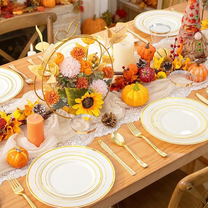 WELLIFE 210PCS Ivory Plastic Plates - Image 5