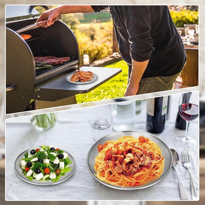 8 Stainless Steel Plates, 7.8 inch 304 Metal Camping Plate, Reusable Food - Image 5