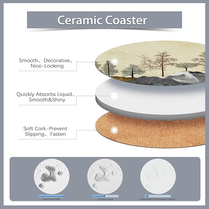 6 Pcs Coasters for Drinks with Holder, Great Gift for Housewarming, Room Decor - Image 3