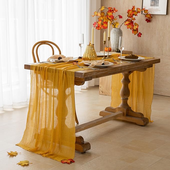 10Pcs Fall Orange Cheesecloth Table Runner 120 Inch Party Home Decor | by KEKETOARRANGE