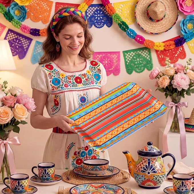 Vesici 4 Pack Mexican Melamine Serving Trays, 13 x 10 in Rectangular Decorative - Image 7