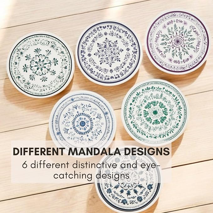 Ceramic Marble Coasters Set of 6, Absorbent Drink Coasters - Image 7