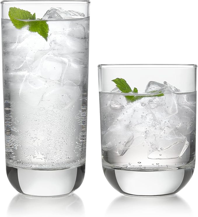 Polaris Tumbler & Rocks Drinking Glasses Set of 16, and More by Libbey