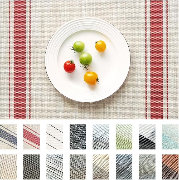 Placemats Set of 8 Vinyl/Plastic Woven Place Mats by Unknown