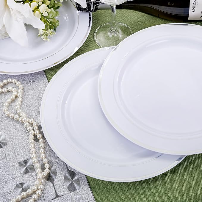 bUCLA 30PCS Silver Plastic Dinner Plates - Image 3