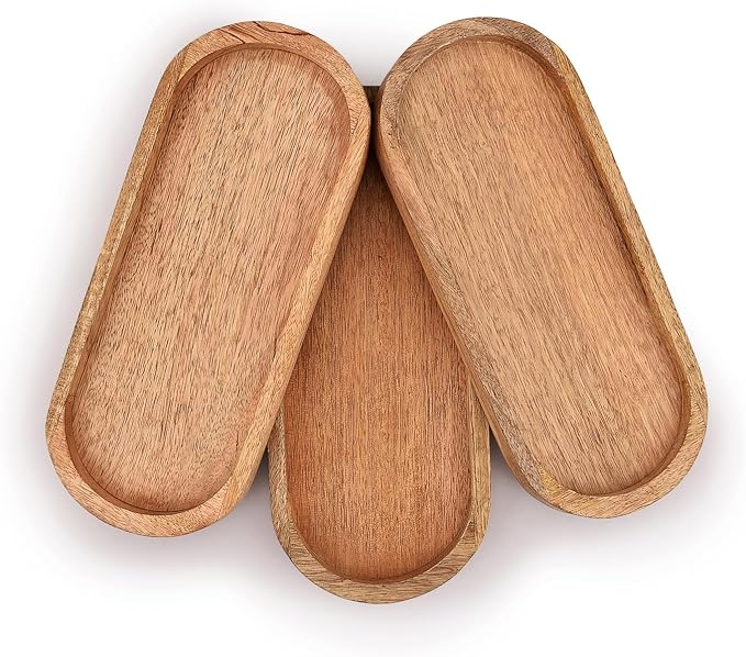 Mango Oval Wood Tray Set of 3 Perfect - Image 2