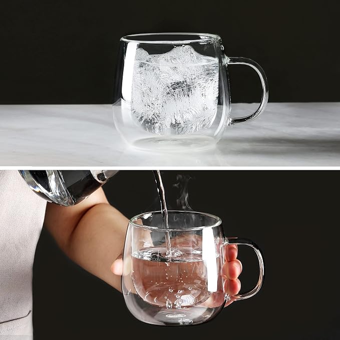 CNGLASS Double Walled Glass Coffee Mugs 10oz, Large Insulated Espresso Cups - Image 3