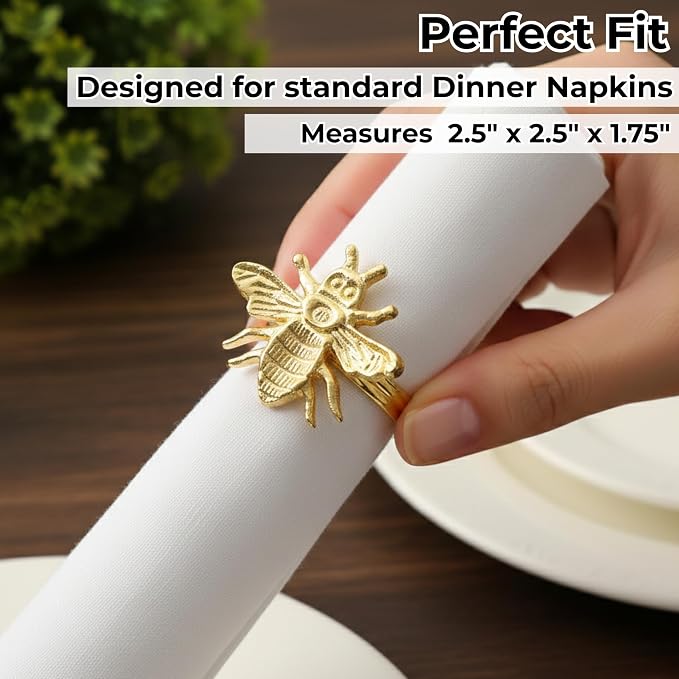 ALPHA Living HOME Decorative Bee Napkin Rings - Image 3