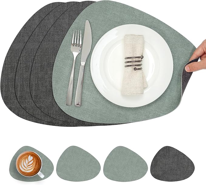 Faux Leather Placemats Set of 4, Dual Sided by Chitomars