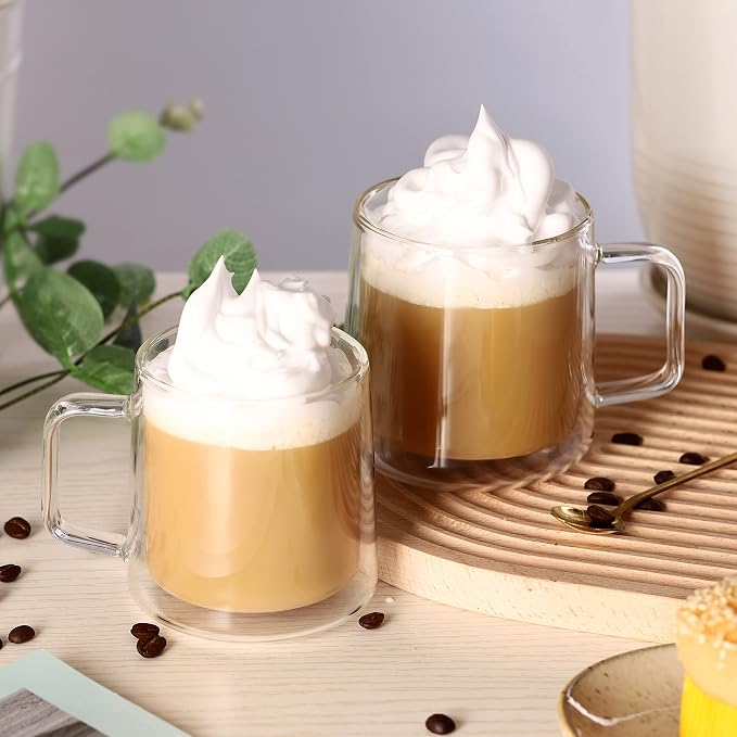 CNGLASS Double Walled Glass Coffee Mugs, 15oz Insulated Glass Mugs - Image 6
