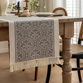 Farmhouse Boho Rustic Neutral Table Runner Decor by QGENUINE
