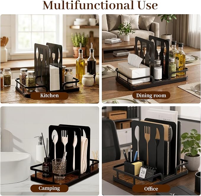 Napkin Holder for Table with Salt and Pepper Shakers Caddy, Farmhouse Kitchen - Image 9