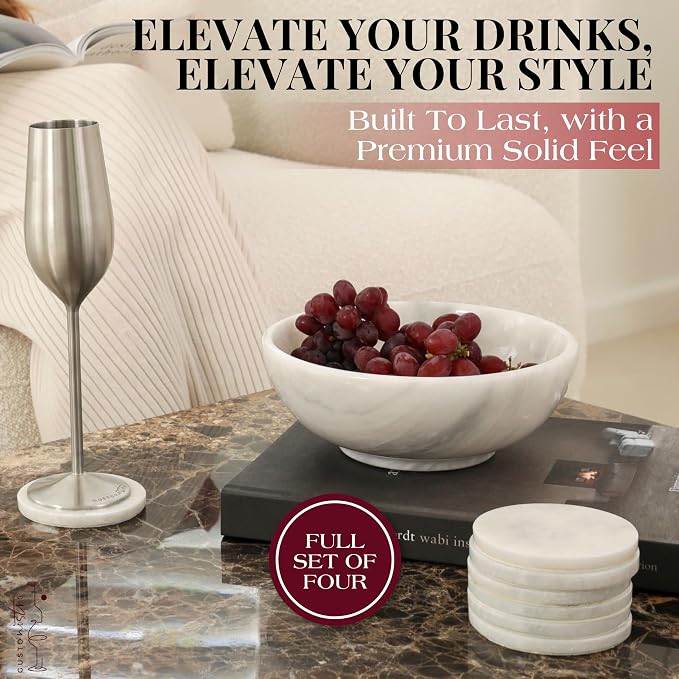Gusto Nostro White Marble Coasters Set of 4 - Image 2