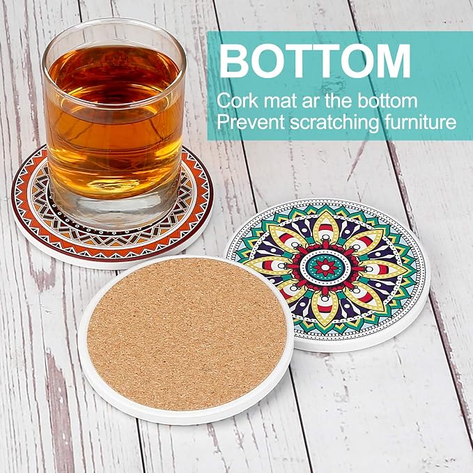 Coasters for Drinks, AODINI Set of 8 Absorbent Stone Coasters for Wooden Table - Image 7