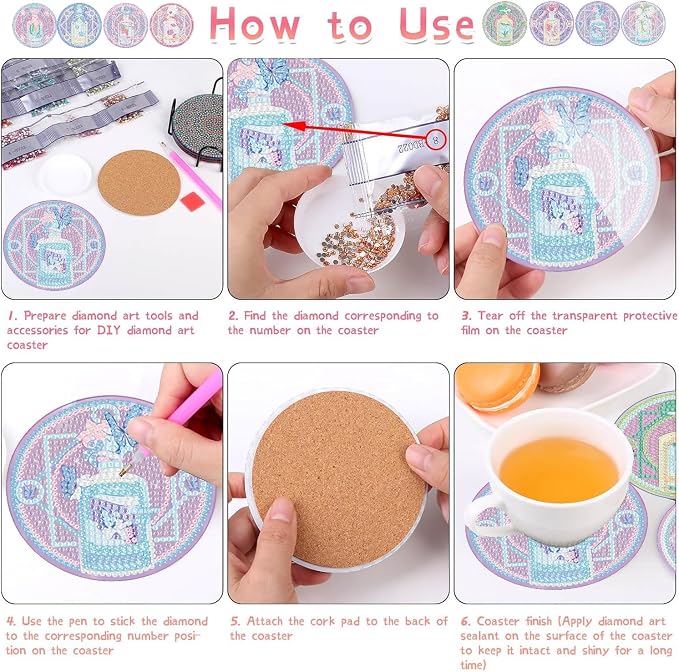 8 Pack Tarot Diamond Art Coasters Kits- Diamond Painting Coasters Kit | - Image 6
