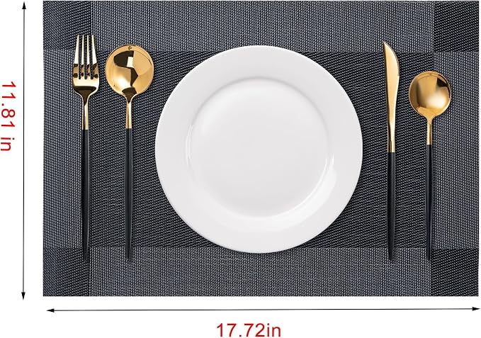 Placemats Set of 6 Washable Indoor | Outdoor Vinyl Place Mats - Image 2