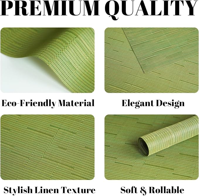 Placemats Set of 6 Vinyl/Plastic Woven Place Mats - Image 2