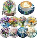 Ekuxom 8 PCS Flowers Diamond Art Coasters Kits by Ekuxom