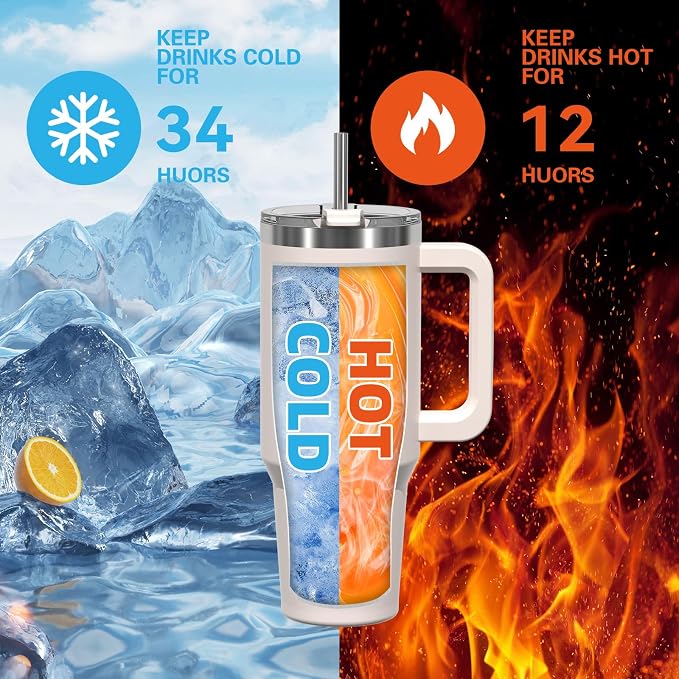 20 oz Tumbler with Handle, Tumbler with Lid and Straw, Double Wall Insulated - Image 3