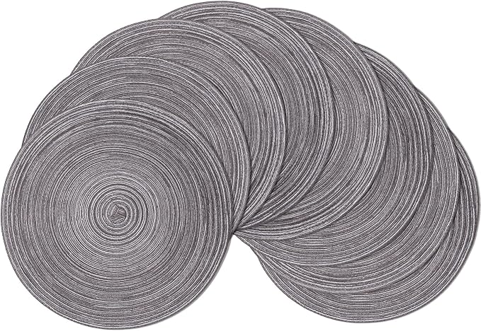 SHACOS Round Braided Placemats Set of 8 Round Table Mats by SHACOS