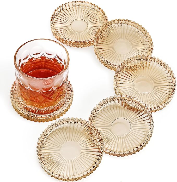Modern Clear Glass Coasters Set of 6, Cute Coasters Table Mats by GOHDODD