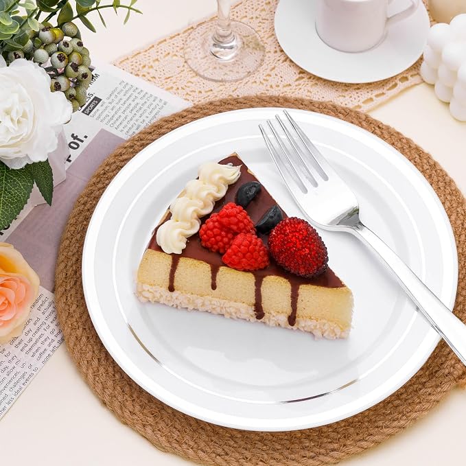 BESTSTAR 100PCS White Disposable Plastic Plates white plastic plates | - Image 4