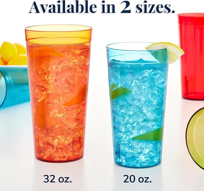 US Acrylic Café Plastic Reusable Tumblers 32-ounce Iced-Tea Cups, Made in the - Image 3