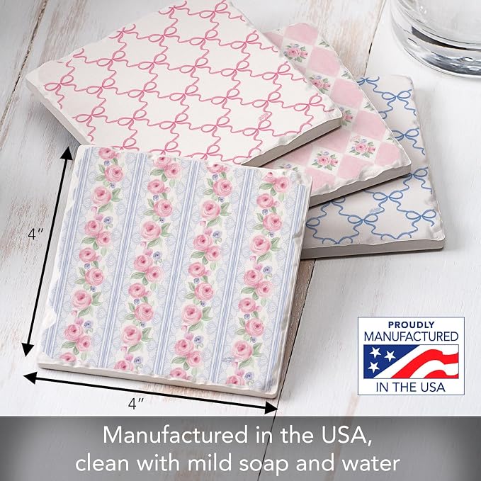 Thirstystone Pure Romance 4 Pack Assorted Tumbled Tile Stone Coasters | 4" - Image 3