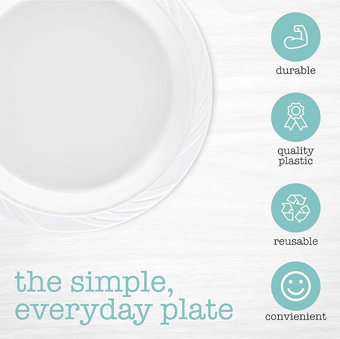 400 Count Disposable 9 Inch White Plastic Dinner Plates large - Image 6