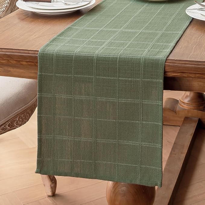 Linen Textured Table Runner, Sage Green Table Runners 108 Inches Long | Raised - Image 6