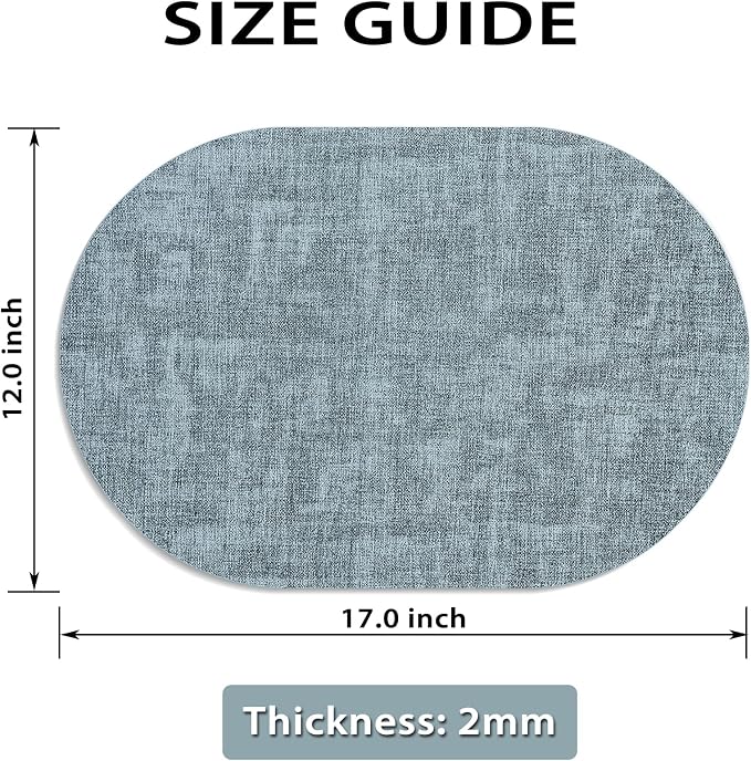Placemats for Dining Table Set of 4 Non-Slip, Heat Resistant Oval Leather - Image 6