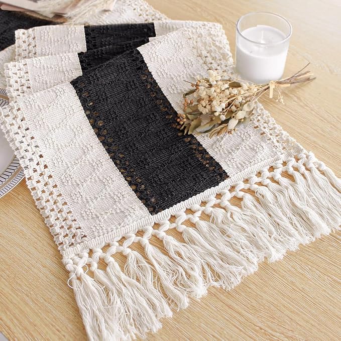 Farmhouse Table Runner for Home Decor 12x90 Black Fall Home Decor | 90Inches by FEXIA
