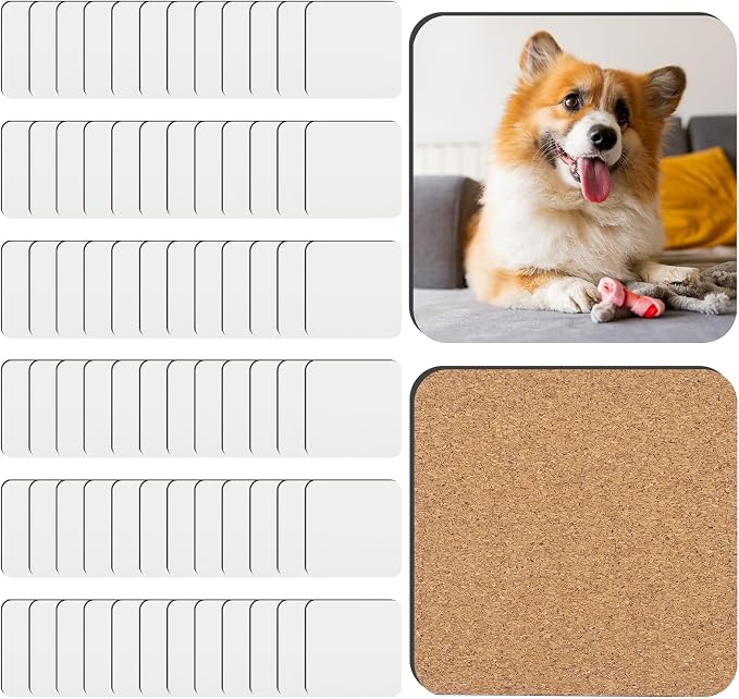 72 Pcs Sublimation Coasters Blanks, 3.93 x 3.93 Inch, MDF Cork | Sublimation by Guiqulai