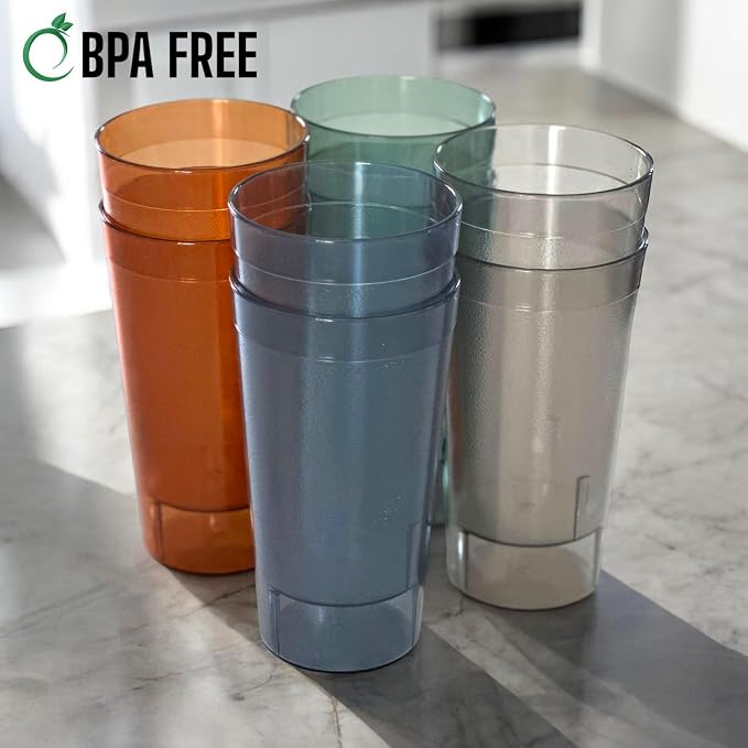 Oojami Set of 24 Plastic Tumblers, 20-Ounce Reusable Cups, BPA-Free & - Image 7