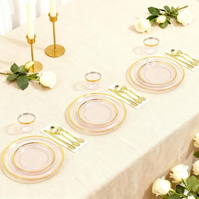 AIRE Pink Gold Plastic Plates Set, leakproof non-bending, heavy-duty leakproof - Image 6