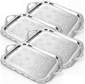 4 Pack Serving Tray with Handles 15.2 x 12.2 Inch Large Metal Plate Floral by Unknown