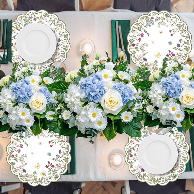 50 PCS Paper Placemats Disposable, Vintage Wildflower Place Mats | 13.5Inch - Image 6