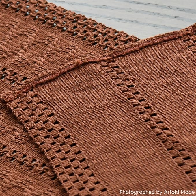 Artoid Mode Caramel Woven Farmhouse Hollow Table Runner 12x108 Inch | Holiday - Image 8