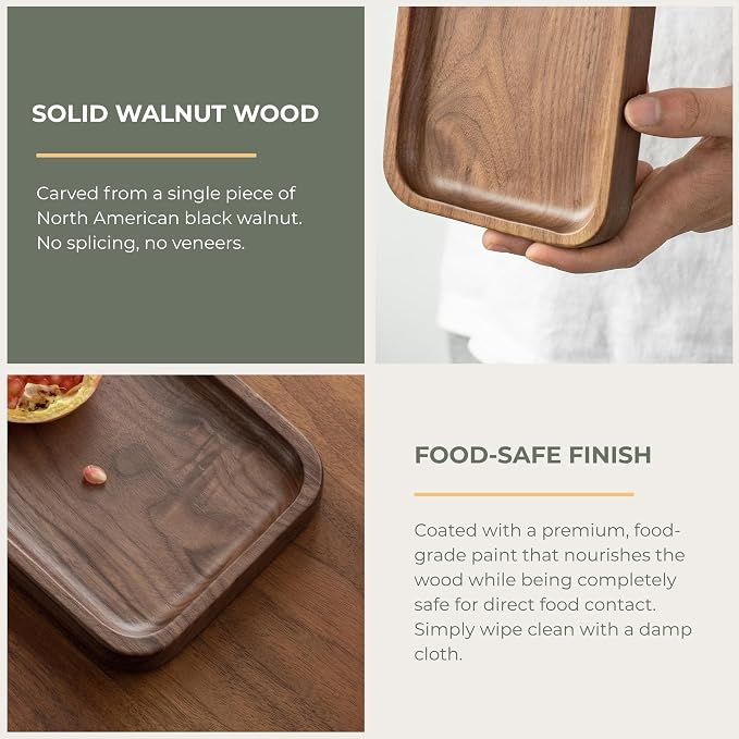 muso wood Walnut Serving Tray Solid Wood Tray, 11.8 x 5 inch | Small Rectangle - Image 8