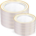 200 Pcs Clear Gold Plastic Plates by I00000
