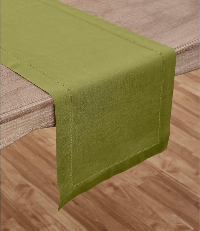 Solino Home 100% Pure Linen Dining Table Runner Avocado Woven, 14 x 72 in | - Image 2