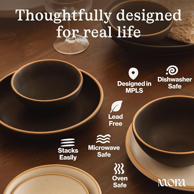 MORA Small Bowls Set of 4, 16oz Ceramic Pottery Dessert Bowls - Image 4