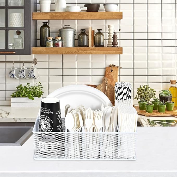 VIKEYHOME Paper Plate Organizer, Metal Silverware Caddy, Caddy - Image 8