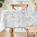 jinchan Blue Floral Linen Square Table Cloth 50 x 50 Inch | Blue floral accents by JINCHAN