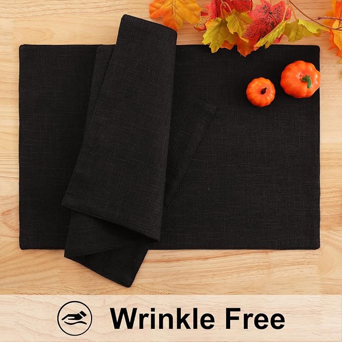 Faux Cotton Linen Placemats Set of 4, Cloth Washable Farmhouse Dining Table Mats - Image 5