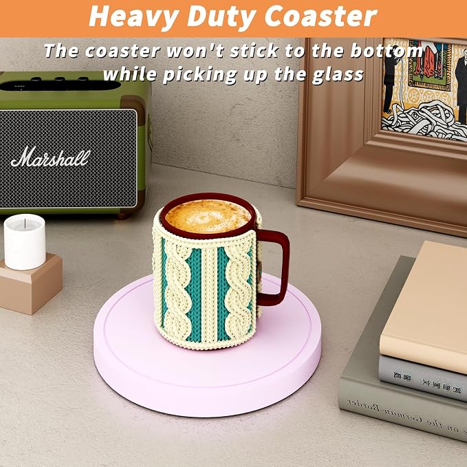 Azhou 6Pcs Drink Coaster with Holder, Lavender Absorbent Coasters - Image 4