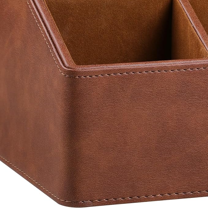 PU Leather Desk Organizer, Remote Control Holder, Office Desk Accessories - Image 7