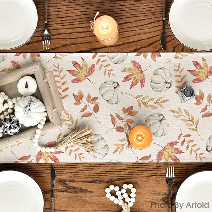 Artoid Mode 210 GSM Fall Table Runner 13x36 Inch Home Party Decor | Orange - Image 4