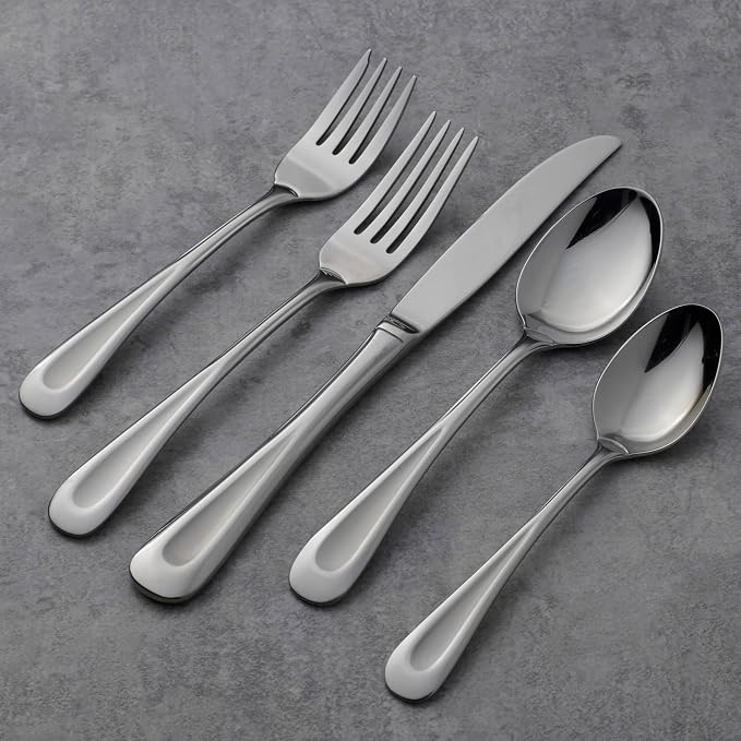 Oneida Satin Sand Dune 45-Piece 18/0 Stainless Steel Silverware Set - Image 6