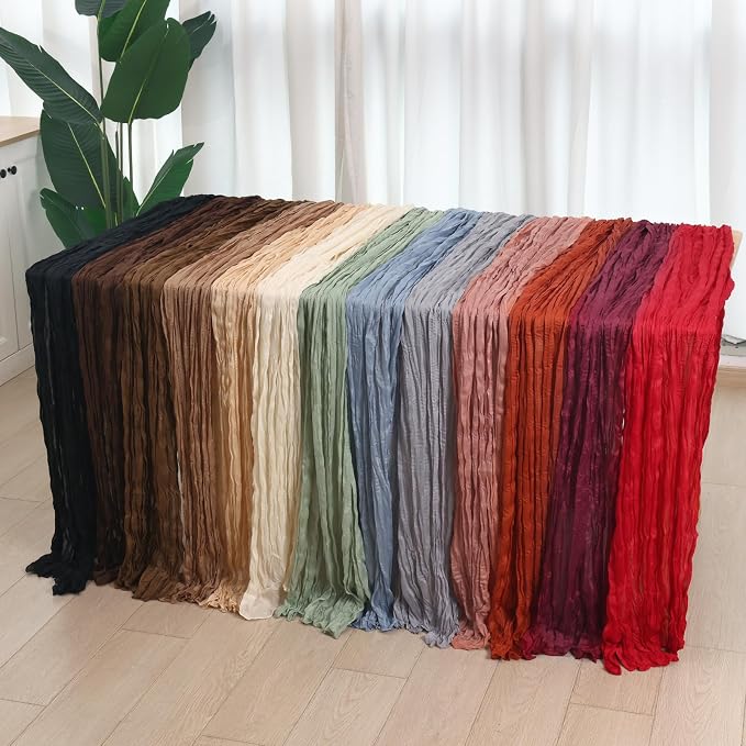 8 Pack Terracotta Cheesecloth Table Runner 120 Inch Boho Wedding Decor | - Image 8